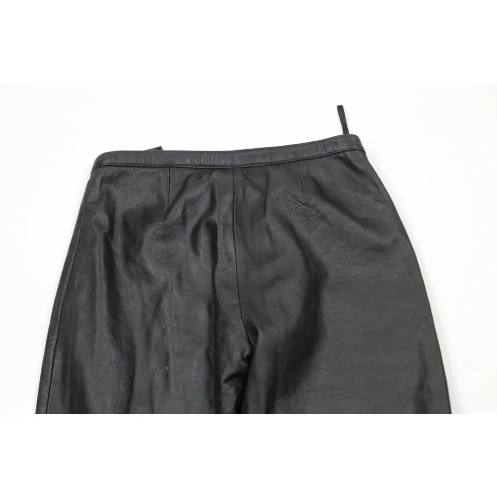 Vintage 90s Streetwear Womens 4 Distressed Soft Lambskin Leather Pants Black - Picture 12 of 15